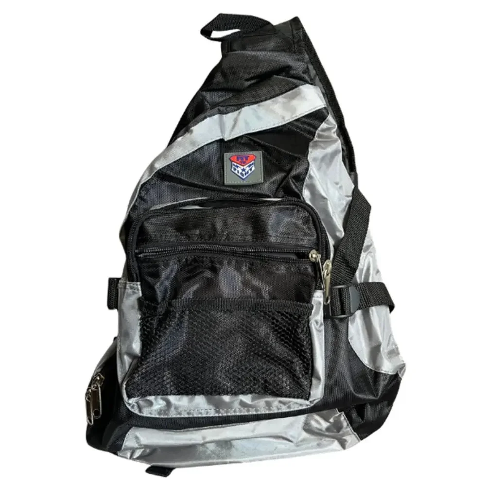 Fit to Fight Black and Grey Multicompartment Padded Strap Sling Backpack